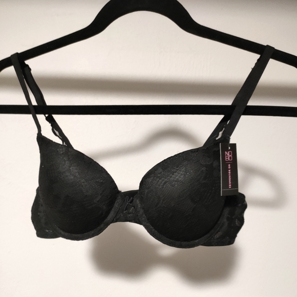No Boundaries Allover Lace Push Up Black Bra 32C New with Tags NWT - Picture 1 of 11